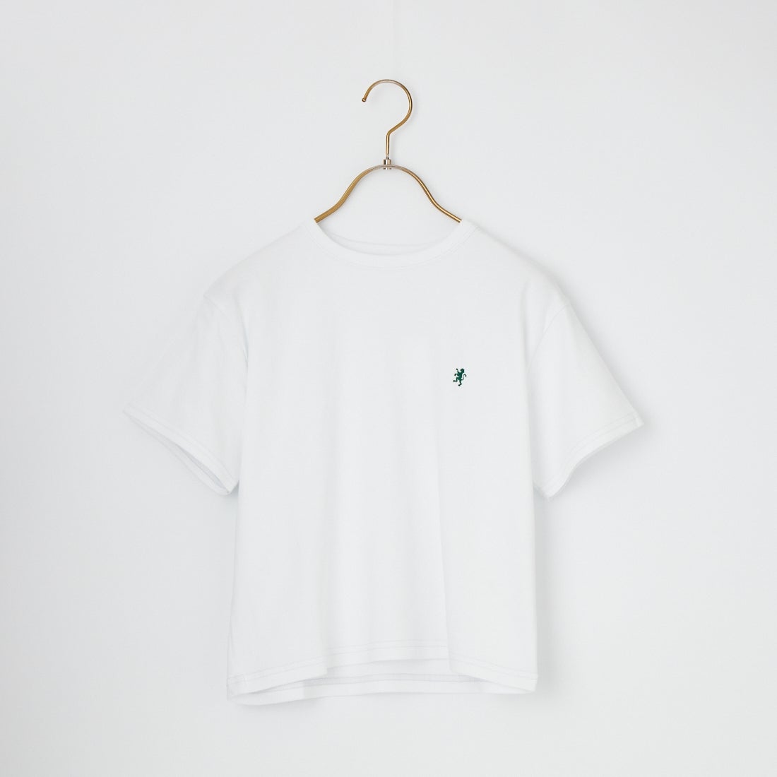 Gymphlex [ジムフレックス] ワンポイントロゴ刺繍 ショート丈Tシャツ [GY-C0539FLK] WHITE