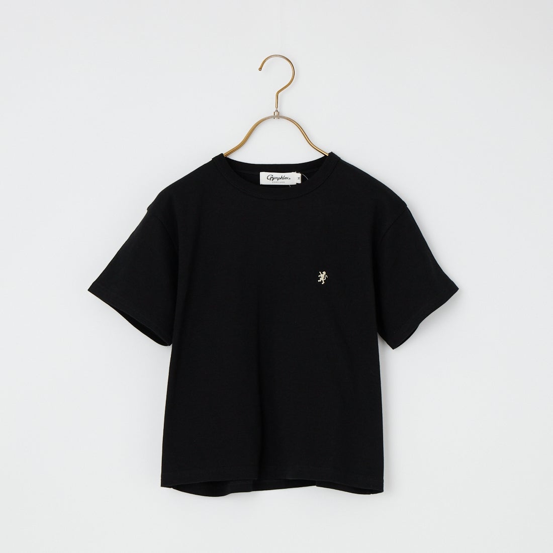 Gymphlex [ジムフレックス] ワンポイントロゴ刺繍 ショート丈Tシャツ [GY-C0539FLK] BLACK