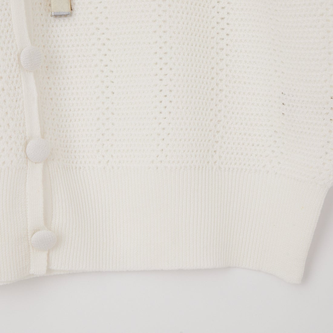 THE SHINZONE [ザ シンゾーン] メッシュレースニットカーディガン [26SMSNI07] 01 WHITE