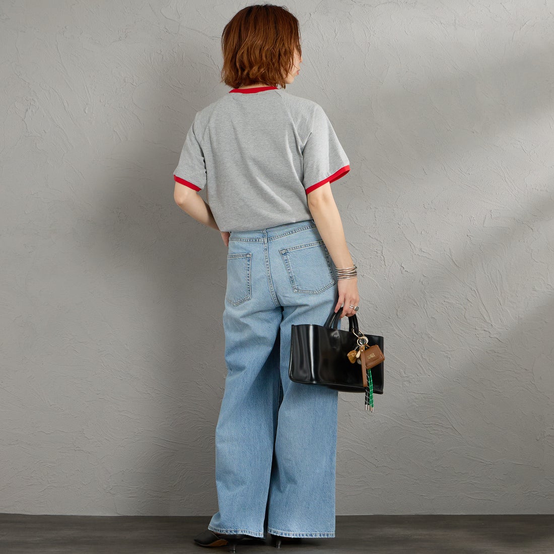 THE SHINZONE [ザ シンゾーン] フレッシュマーケットリンガーTシャツ [26SMSCU12] 06 GRAY &&モデル身長：158cm 着用サイズ：F0&&