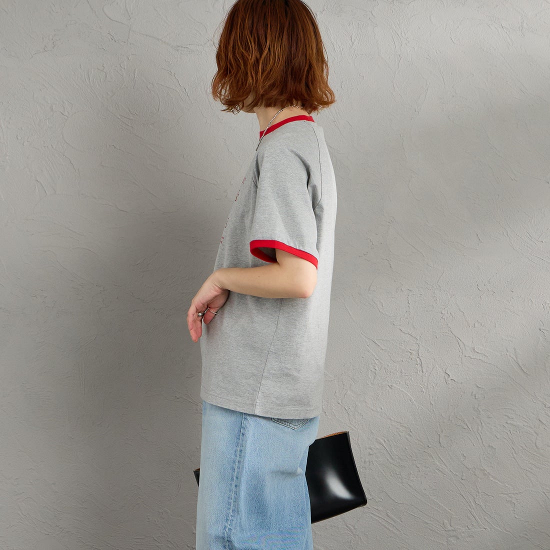 THE SHINZONE [ザ シンゾーン] フレッシュマーケットリンガーTシャツ [26SMSCU12] 06 GRAY &&モデル身長：158cm 着用サイズ：F0&&