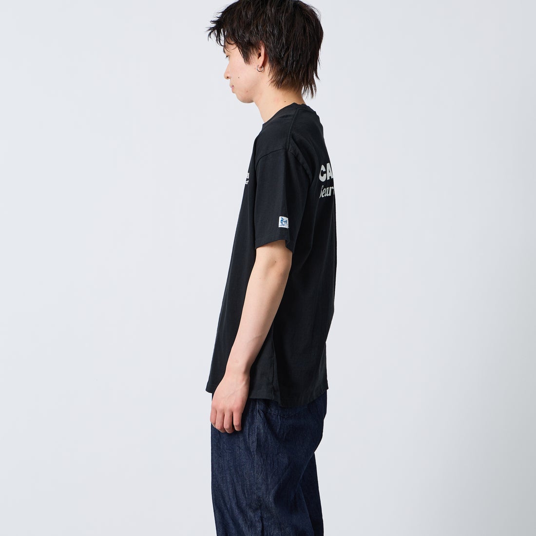 The Endless Summer [エンドレスサマー] 別注 バックロゴプリントTシャツ [FH-26574505-JF] BLACK &&モデル身長：177cm 着用サイズ：XL&&