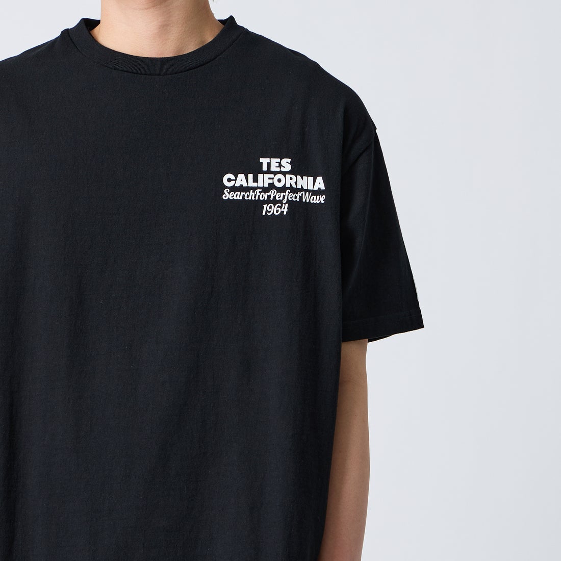 The Endless Summer [エンドレスサマー] 別注 バックロゴプリントTシャツ [FH-26574505-JF] BLACK &&モデル身長：177cm 着用サイズ：XL&&