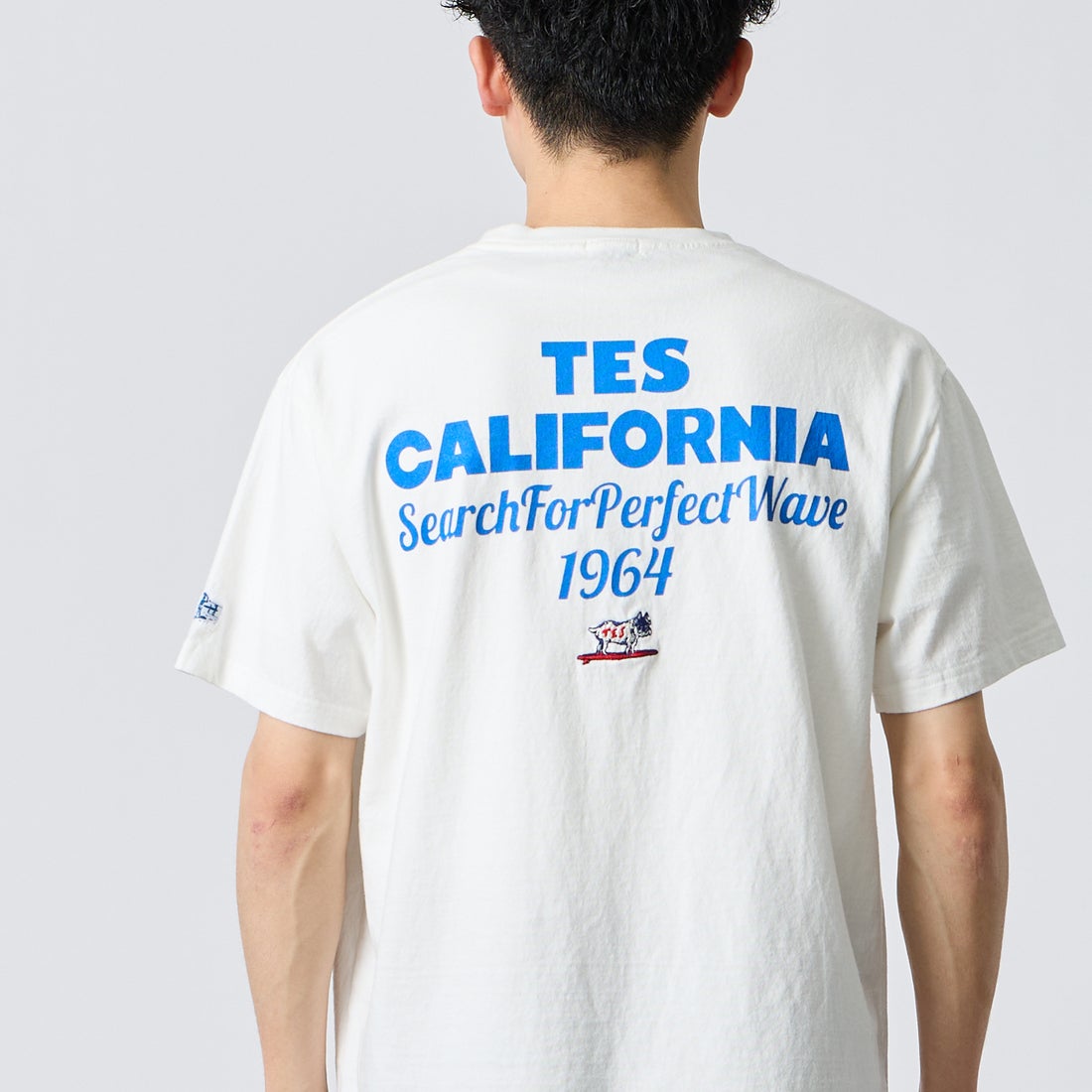 The Endless Summer [エンドレスサマー] 別注 バックロゴプリントTシャツ [FH-26574505-JF] WHITE &&モデル身長：168cm 着用サイズ：L&&