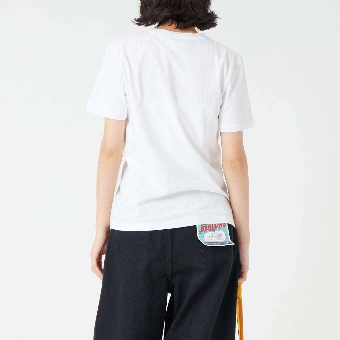 MAISON KITSUNE [メゾン キツネ] ベビーフォックス レギュラーTシャツ [PW00115KJ7026] P100 WHITE &&モデル身長：162cm 着用サイズ：S&&