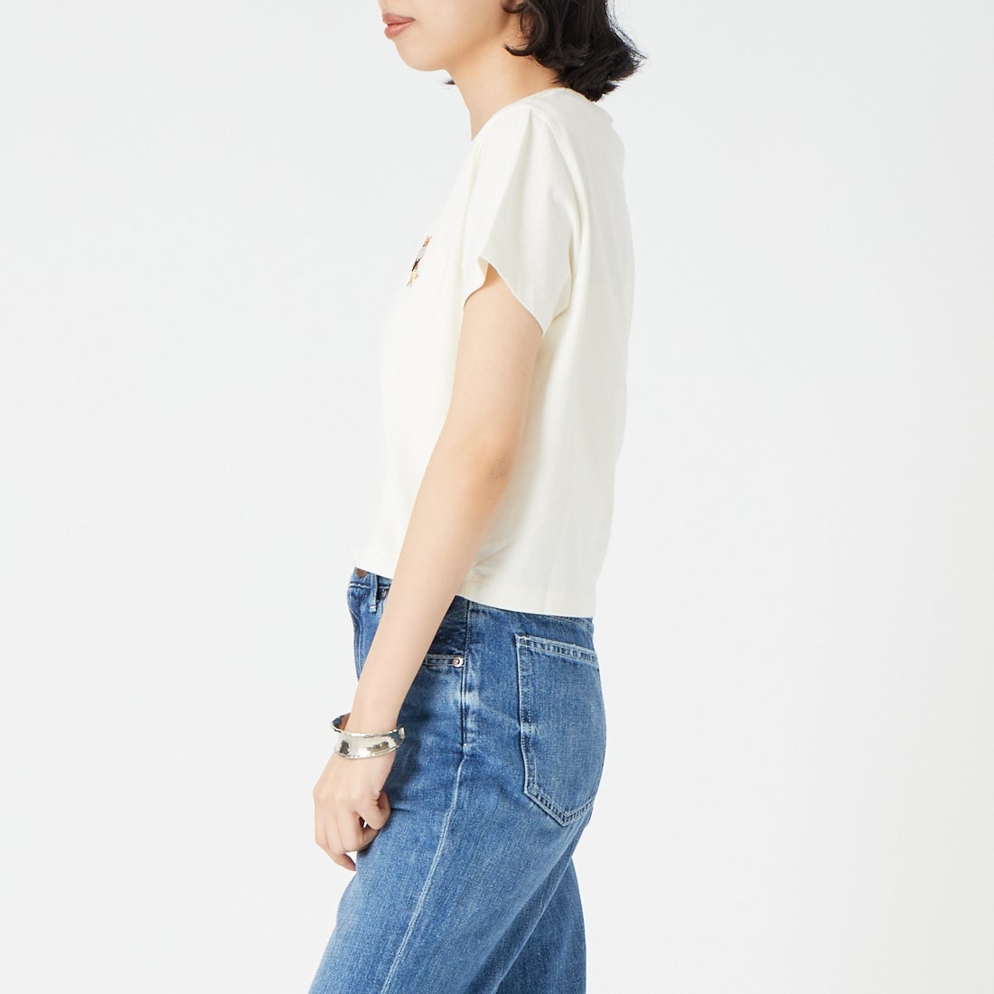 MAISON KITSUNE [メゾン キツネ] ドレスドフォックスベビーTシャツ [QW00113KJ7026] 0443 DOVE &&モデル身長：162cm 着用サイズ：S&&