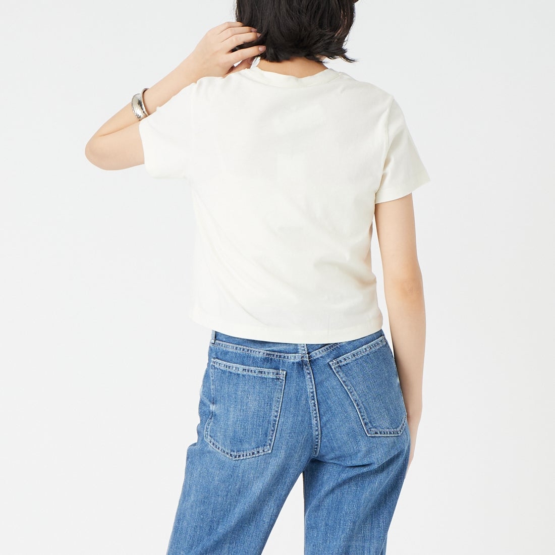 MAISON KITSUNE [メゾン キツネ] ドレスドフォックスベビーTシャツ [QW00113KJ7026] 0443 DOVE &&モデル身長：162cm 着用サイズ：S&&