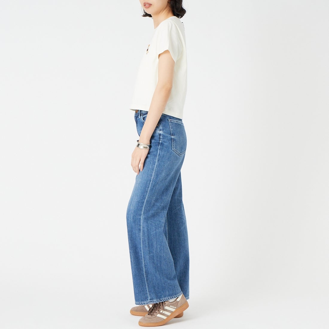 MAISON KITSUNE [メゾン キツネ] ドレスドフォックスベビーTシャツ [QW00113KJ7026] 0443 DOVE &&モデル身長：162cm 着用サイズ：S&&