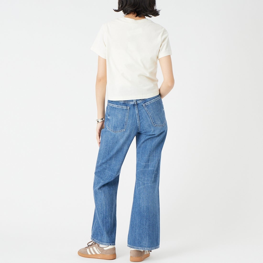 MAISON KITSUNE [メゾン キツネ] ドレスドフォックスベビーTシャツ [QW00113KJ7026] 0443 DOVE &&モデル身長：162cm 着用サイズ：S&&