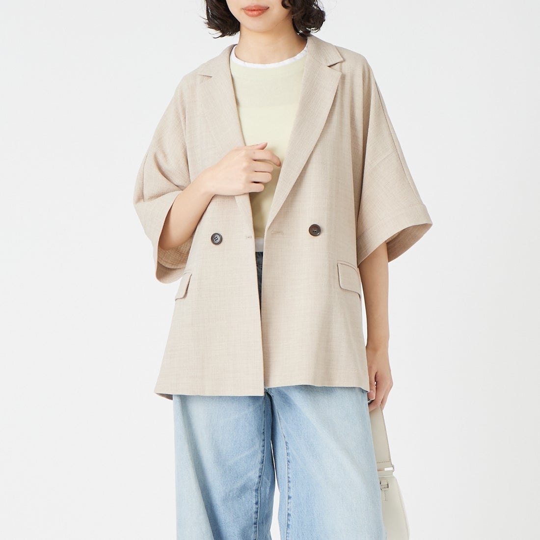 033 ﾍﾞｰｼﾞｭ&&モデル身長：162cm 着用サイズ：F&&