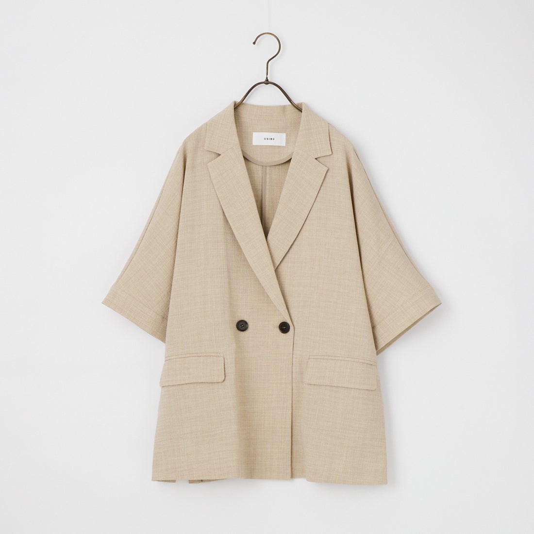 USINE [ユジーヌ] リネンライクショートスリーブジャケット [21267058] 033 ﾍﾞｰｼﾞｭ