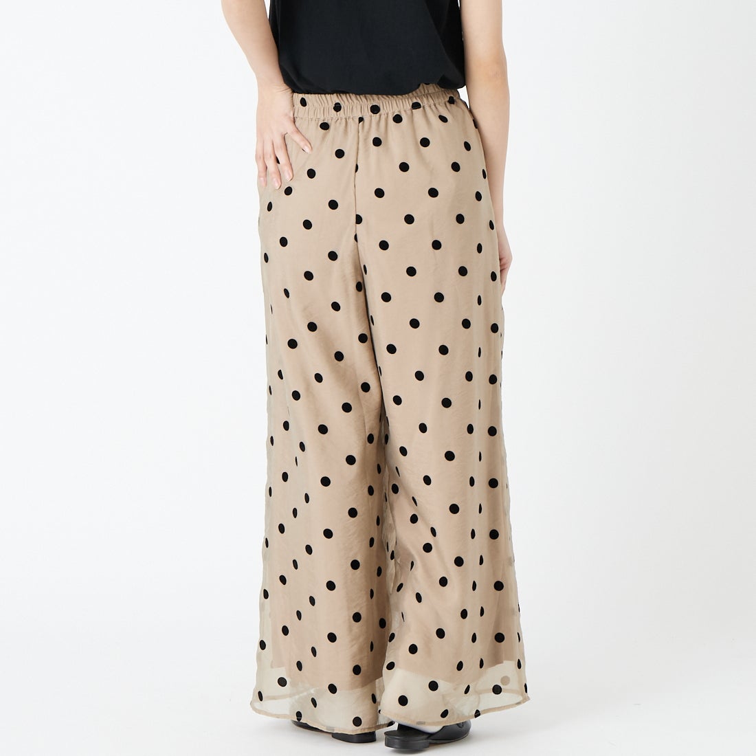 Jf Ready Made [ジェイエフレディメイド] オーガンジードットパンツ [8565640-01] 61 ﾍﾞｰｼﾞｭ &&モデル身長：162cm 着用サイズ：F&&