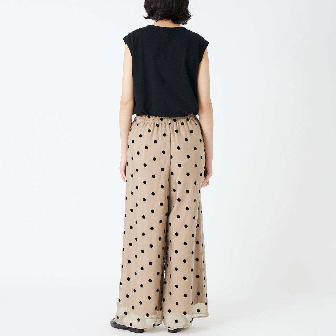 Jf Ready Made [ジェイエフレディメイド] オーガンジードットパンツ [8565640-01] 61 ﾍﾞｰｼﾞｭ &&モデル身長：162cm 着用サイズ：F&&