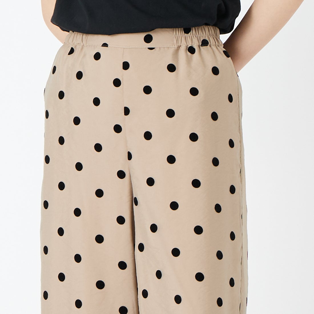 Jf Ready Made [ジェイエフレディメイド] オーガンジードットパンツ [8565640-01] 61 ﾍﾞｰｼﾞｭ &&モデル身長：162cm 着用サイズ：F&&