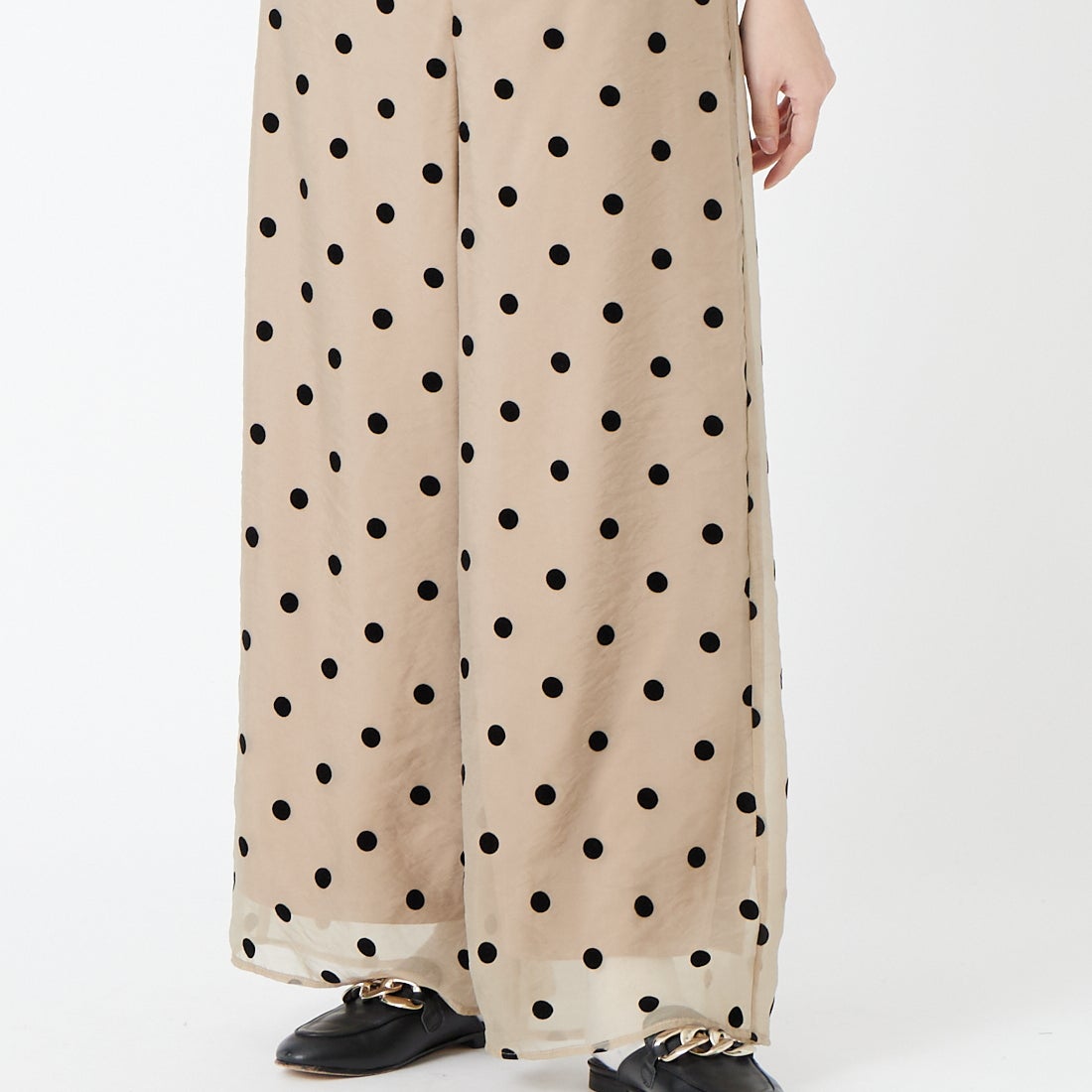 Jf Ready Made [ジェイエフレディメイド] オーガンジードットパンツ [8565640-01] 61 ﾍﾞｰｼﾞｭ &&モデル身長：162cm 着用サイズ：F&&