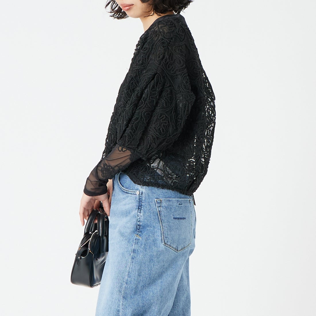 Jf Ready Made [ジェイエフレディメイド] コード刺繍ブルゾン [293-33242] ﾌﾞﾗｯｸ &&モデル身長：162cm 着用サイズ：F&&