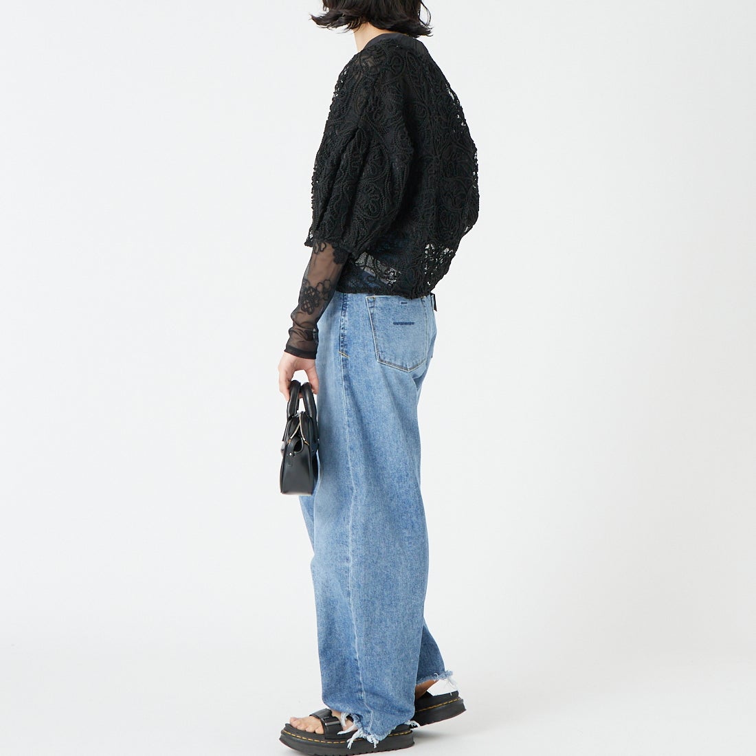 Jf Ready Made [ジェイエフレディメイド] コード刺繍ブルゾン [293-33242] ﾌﾞﾗｯｸ &&モデル身長：162cm 着用サイズ：F&&