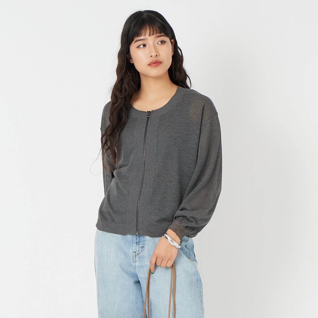 Jf Ready Made [ジェイエフレディメイド] ファインUV 2WAYジップカーディガン [3126223] ﾁｬｺｰﾙ