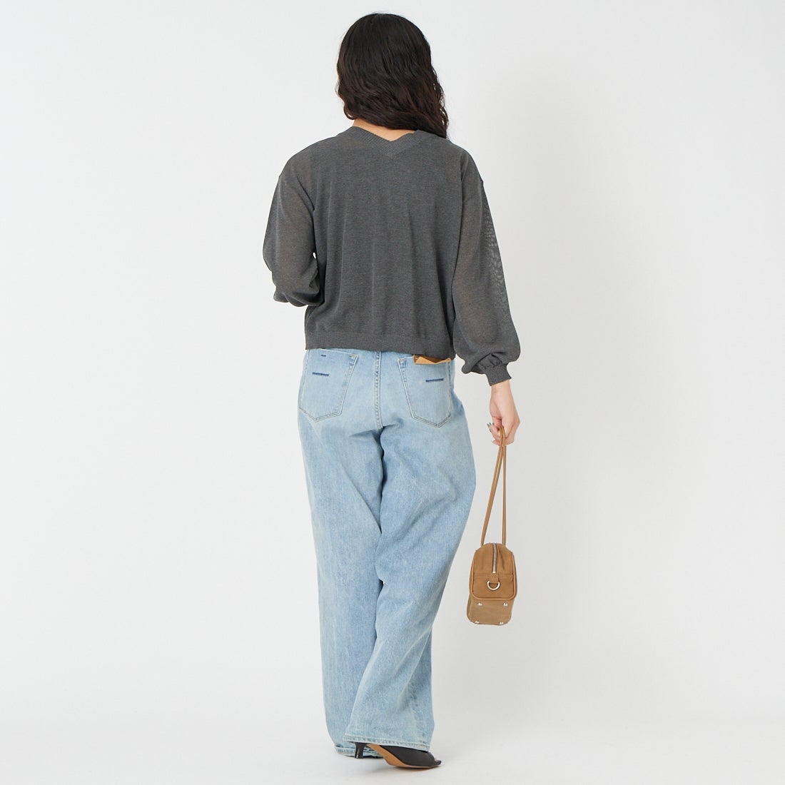 Jf Ready Made [ジェイエフレディメイド] ファインUV 2WAYジップカーディガン [3126223] ﾁｬｺｰﾙ &&モデル身長：162cm 着用サイズ：F&&