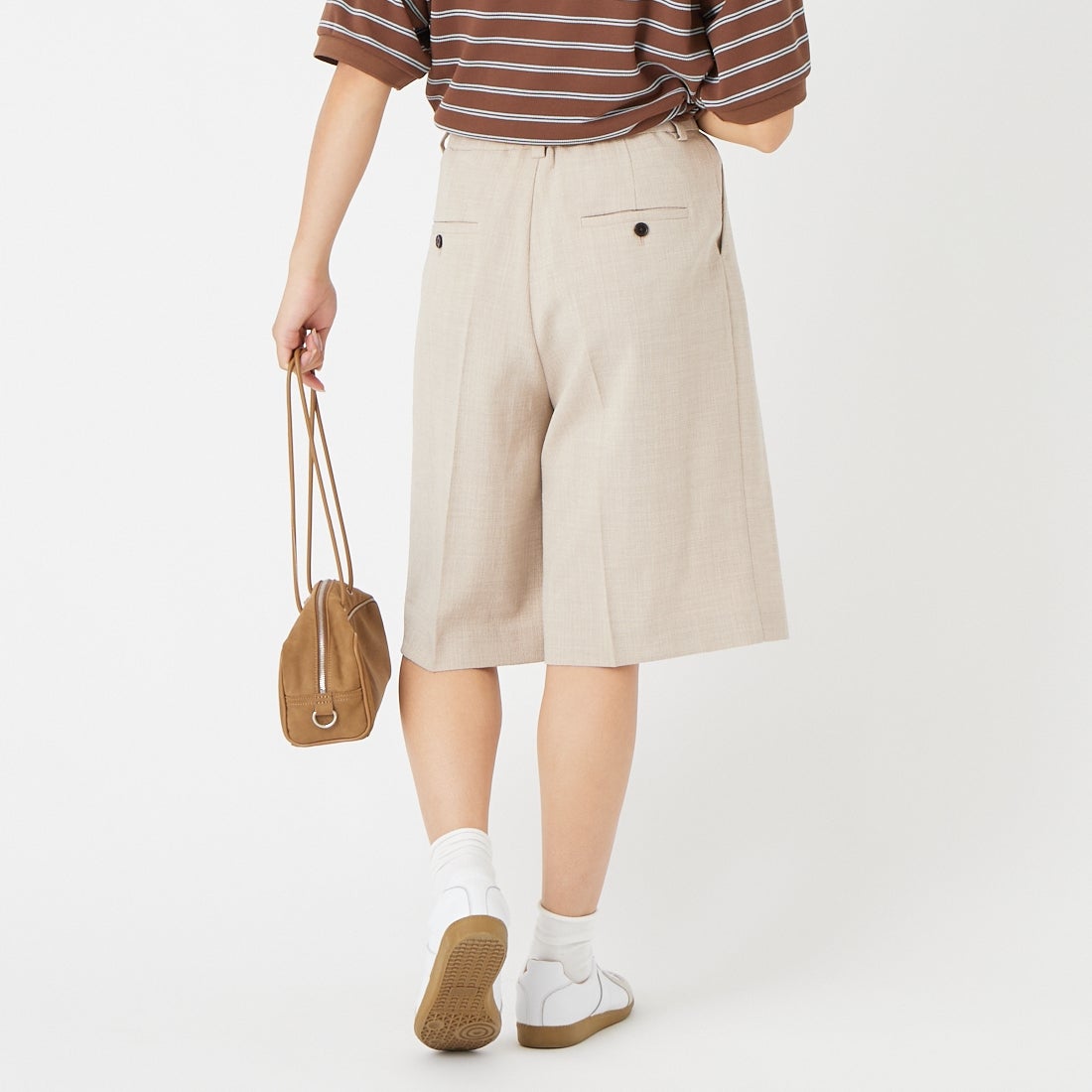USINE [ユジーヌ] リネンライク2タックバミューダパンツ [21267060] 033 ﾍﾞｰｼﾞｭ