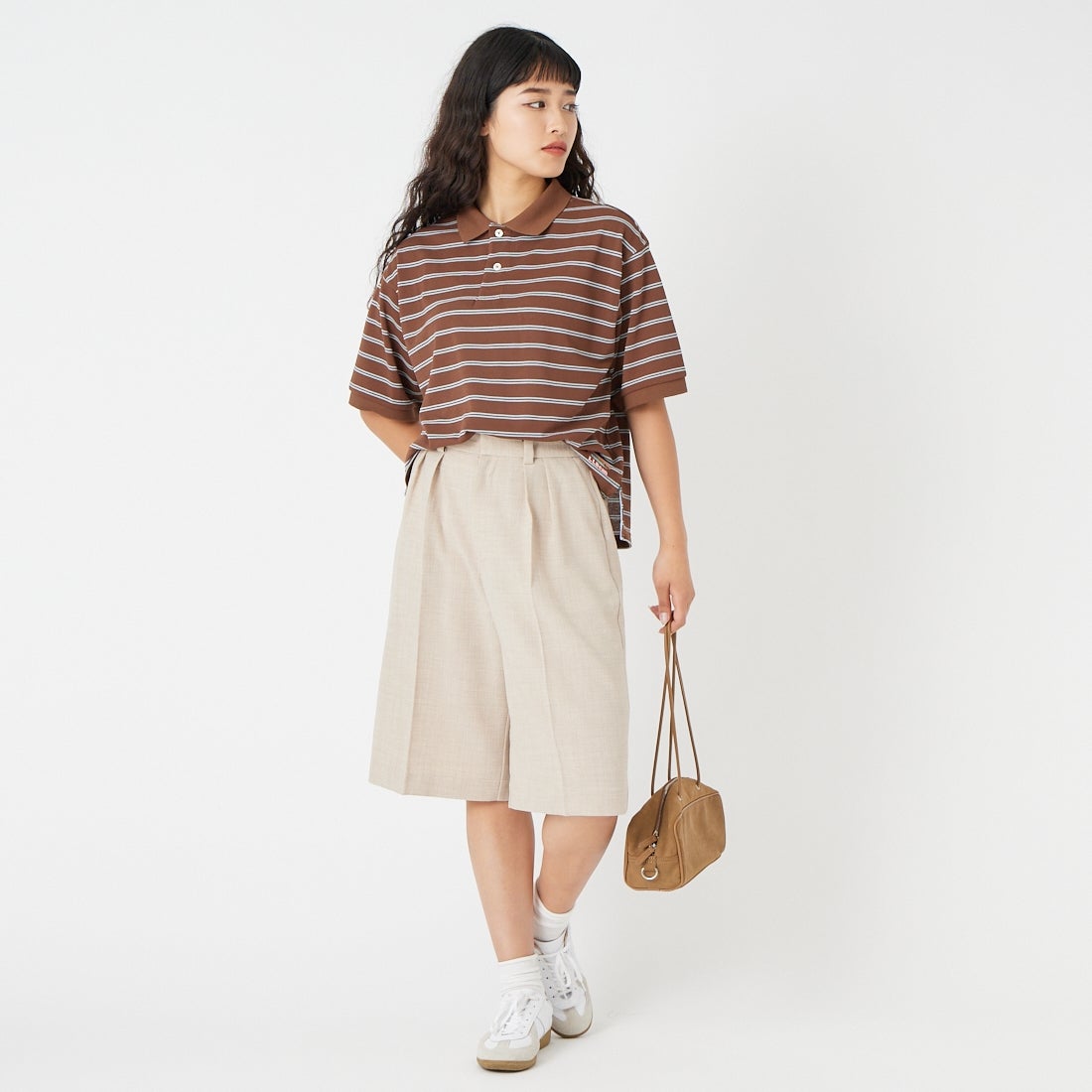 USINE [ユジーヌ] リネンライク2タックバミューダパンツ [21267060] 033 ﾍﾞｰｼﾞｭ