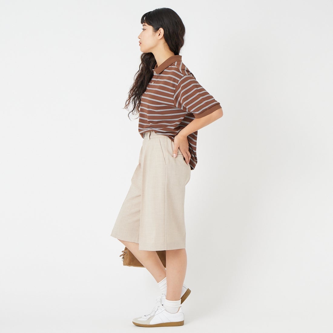 USINE [ユジーヌ] リネンライク2タックバミューダパンツ [21267060] 033 ﾍﾞｰｼﾞｭ