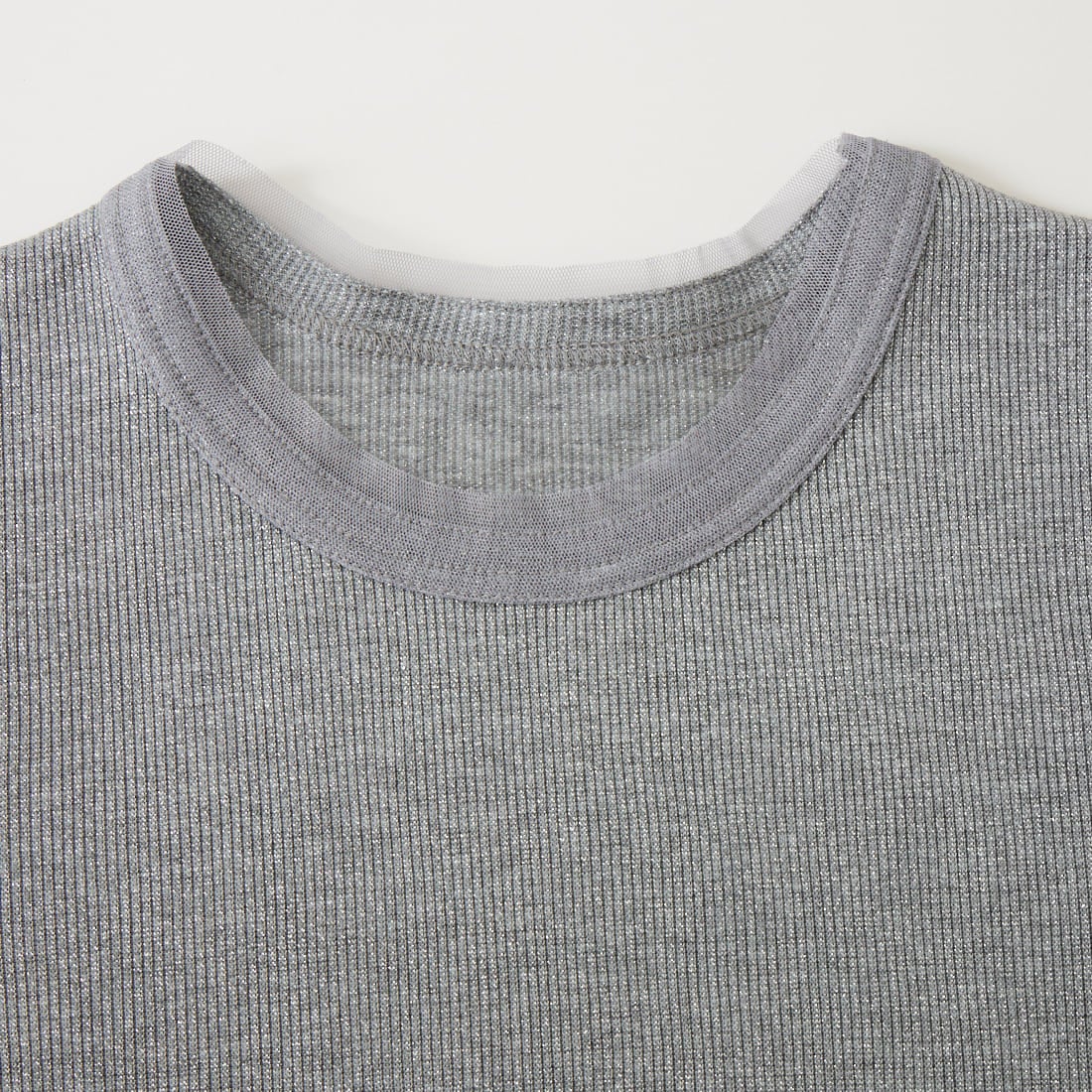 Jf Ready Made [ジェイエフレディメイド] ラメリブクルーネックTシャツ [8921130-01] 12 ｸﾞﾚｰ