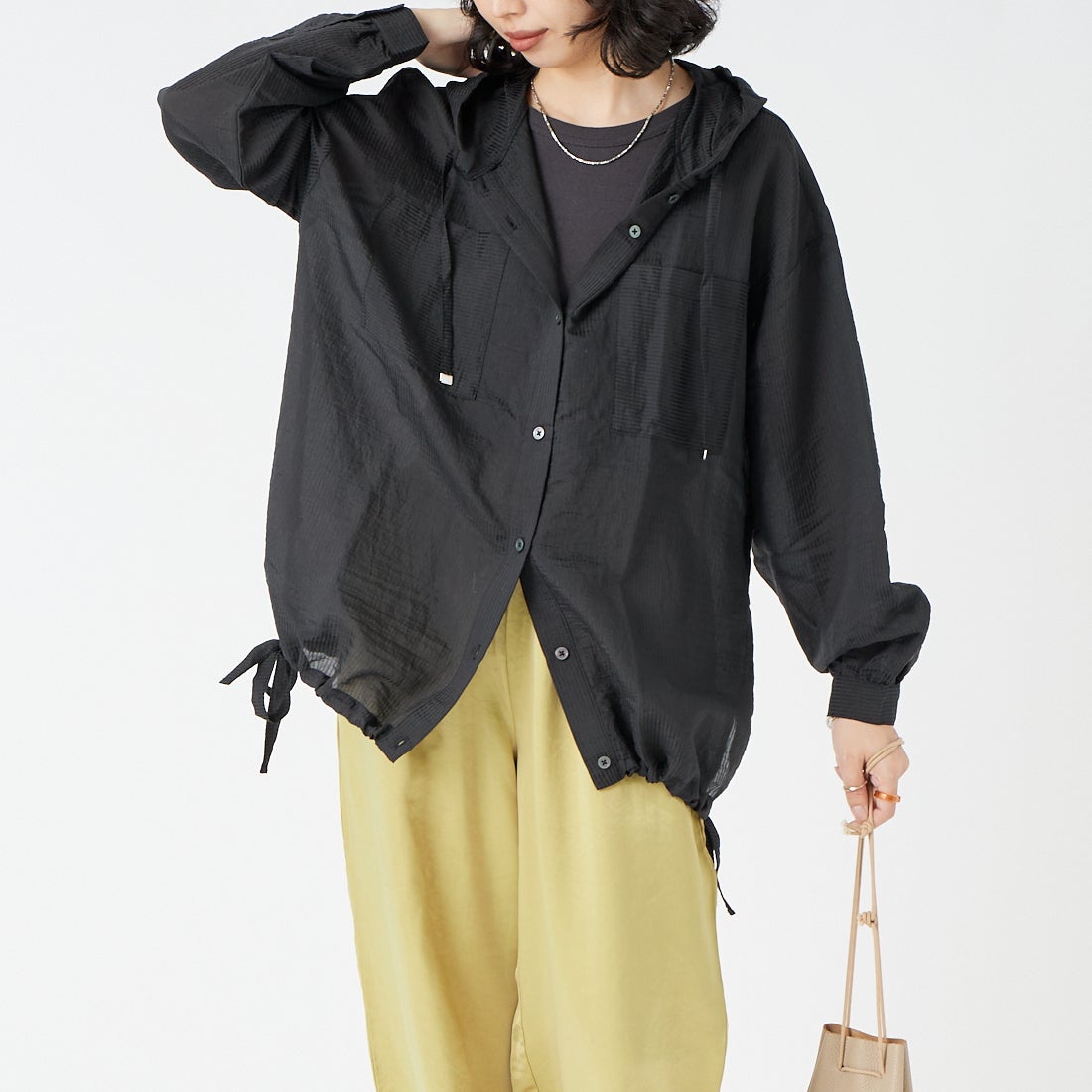 09 BLACK&&モデル身長：162cm 着用サイズ：F&&