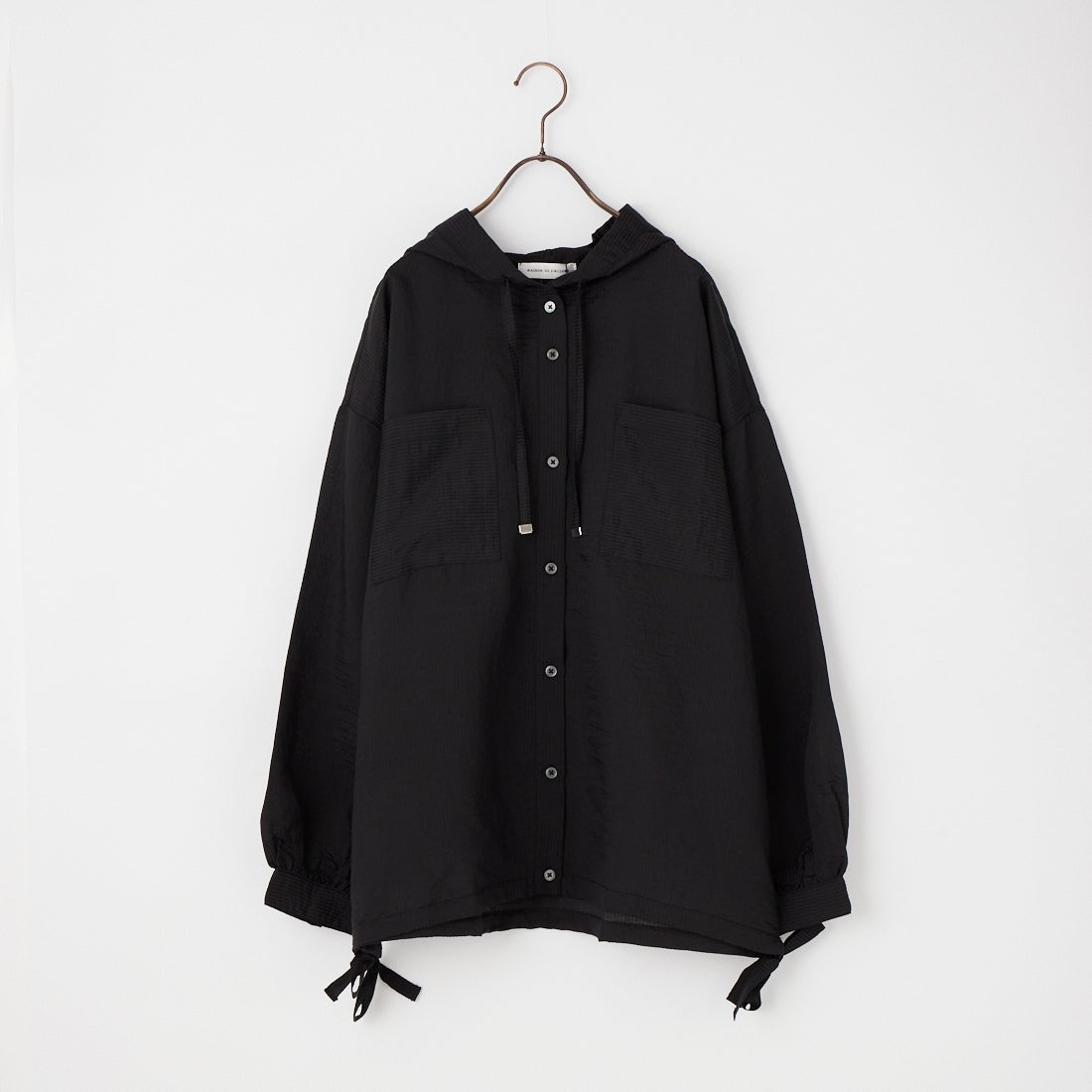 Maison de L'allure [メゾン ドゥ ラリュール] シアーストライプ フード付きシャツアウター [M25112008] 09 BLACK