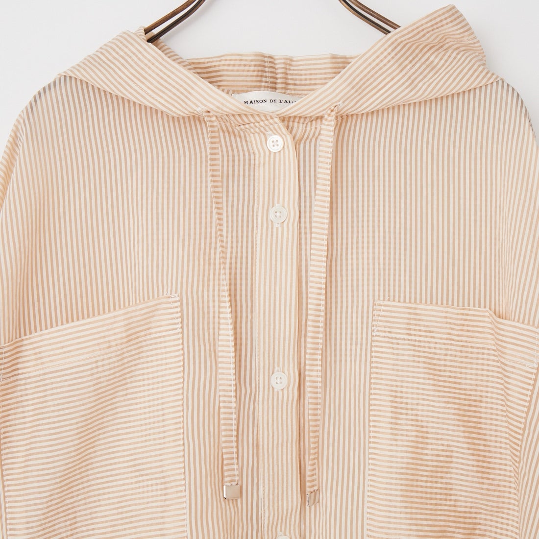 Maison de L'allure [メゾン ドゥ ラリュール] シアーストライプ フード付きシャツアウター [M25112008] 22 BEIGE