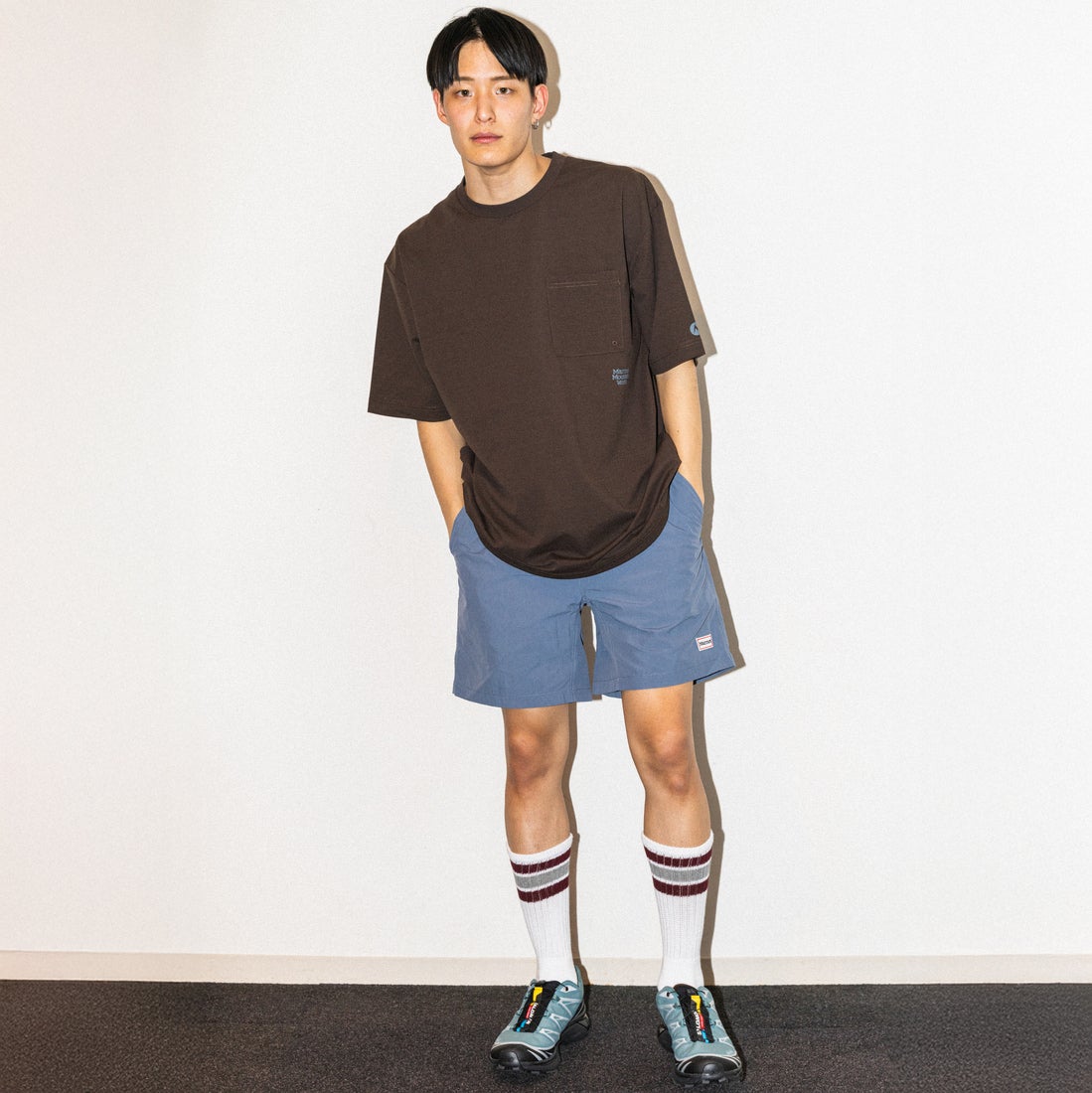Marmot [マーモット] 別注 ワンポイントワッペンロゴ ユーティリティー ショートパンツ [MTSS26MHP341IN-JF] INDIGO