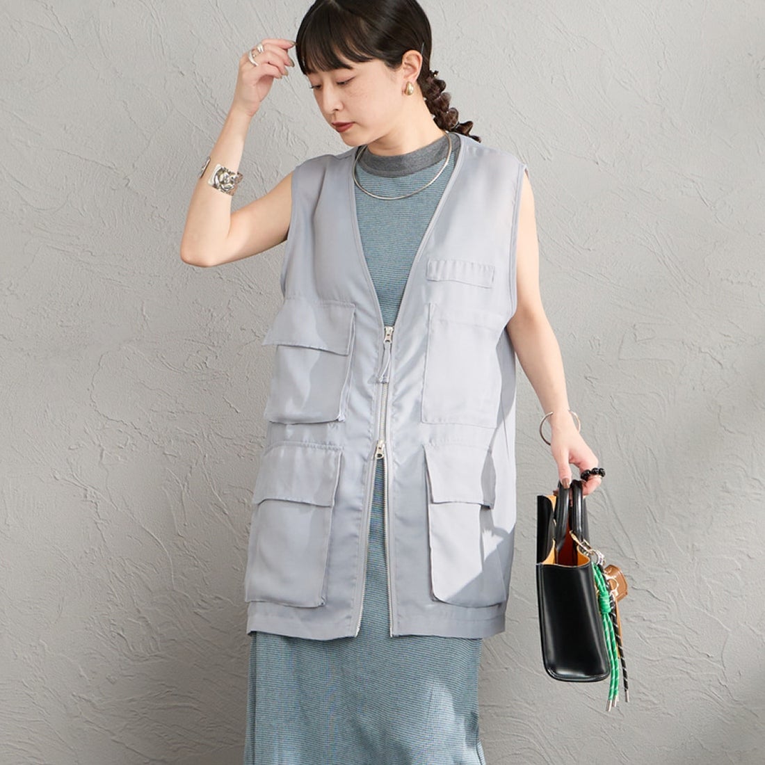 05 L.GRAY&&モデル身長：150cm 着用サイズ：F&&