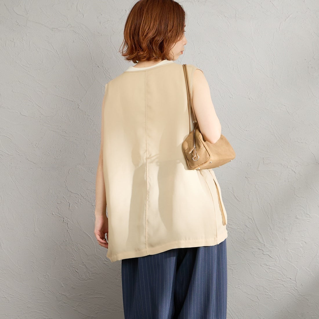 Maison de L'allure [メゾン ドゥ ラリュール] シアーハンティングジャケット [M26312010] 22 BEIGE &&モデル身長：158cm 着用サイズ：F&&