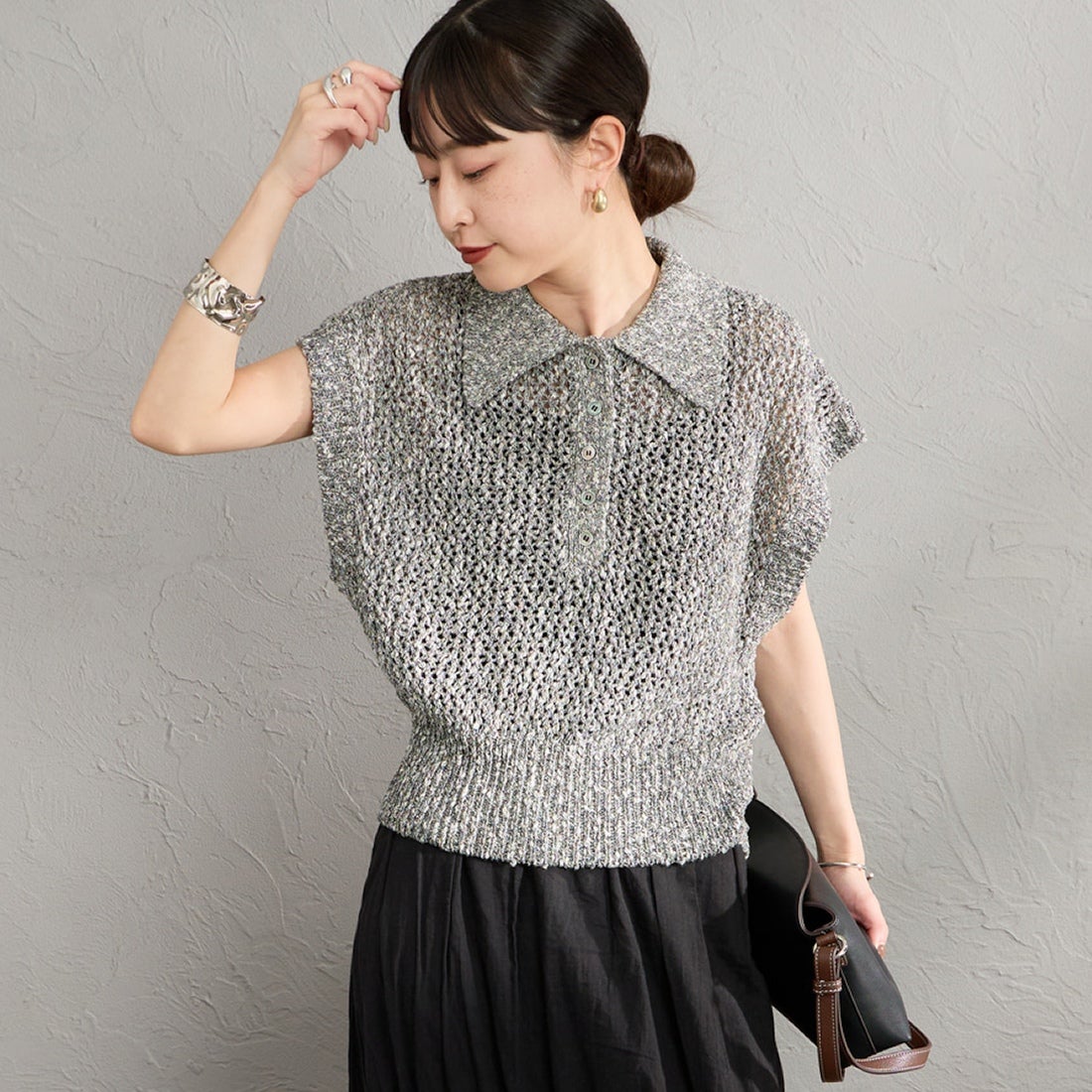 09 BLACK&&モデル身長：150cm 着用サイズ：F&&