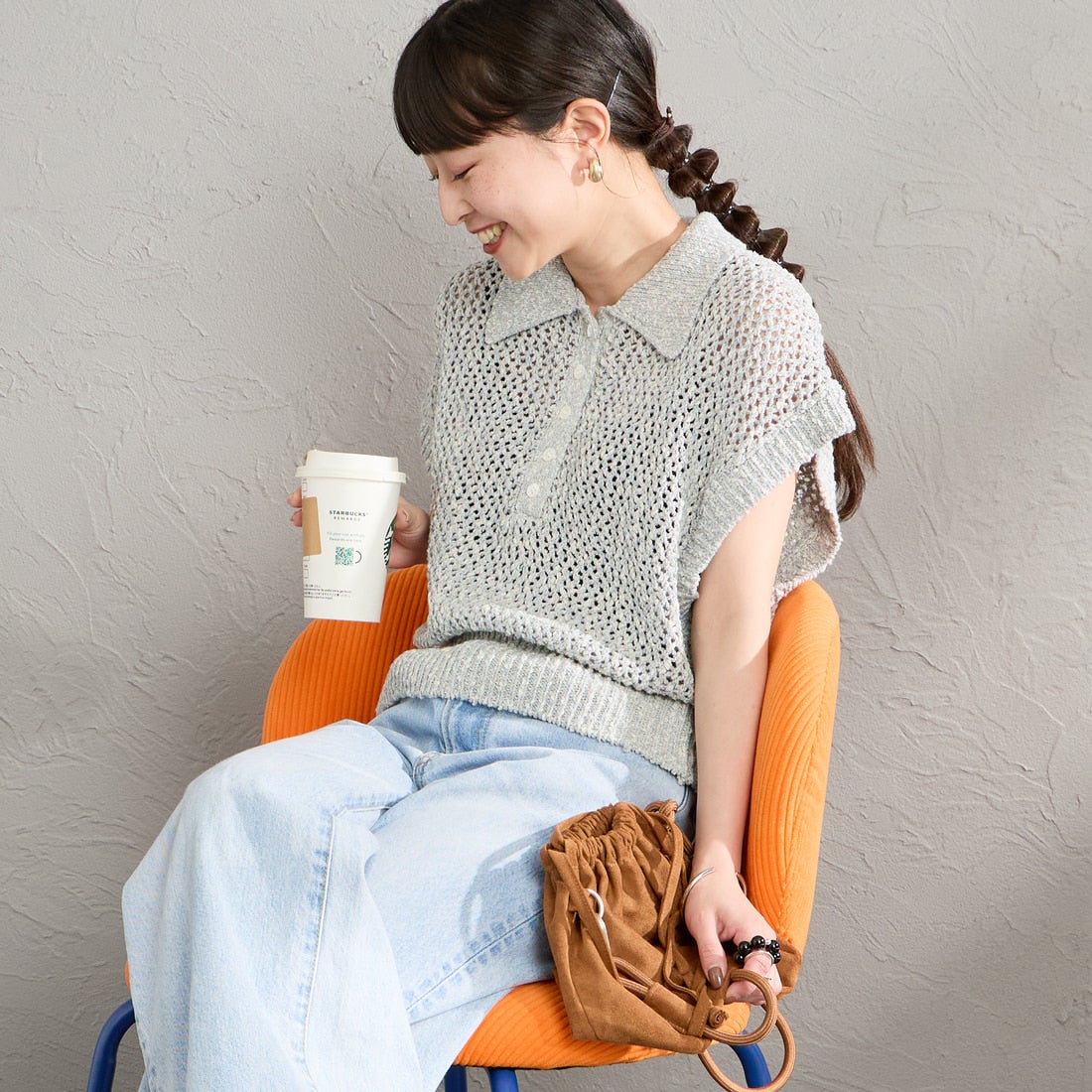 07 GRAY&&モデル身長：150cm 着用サイズ：F&&