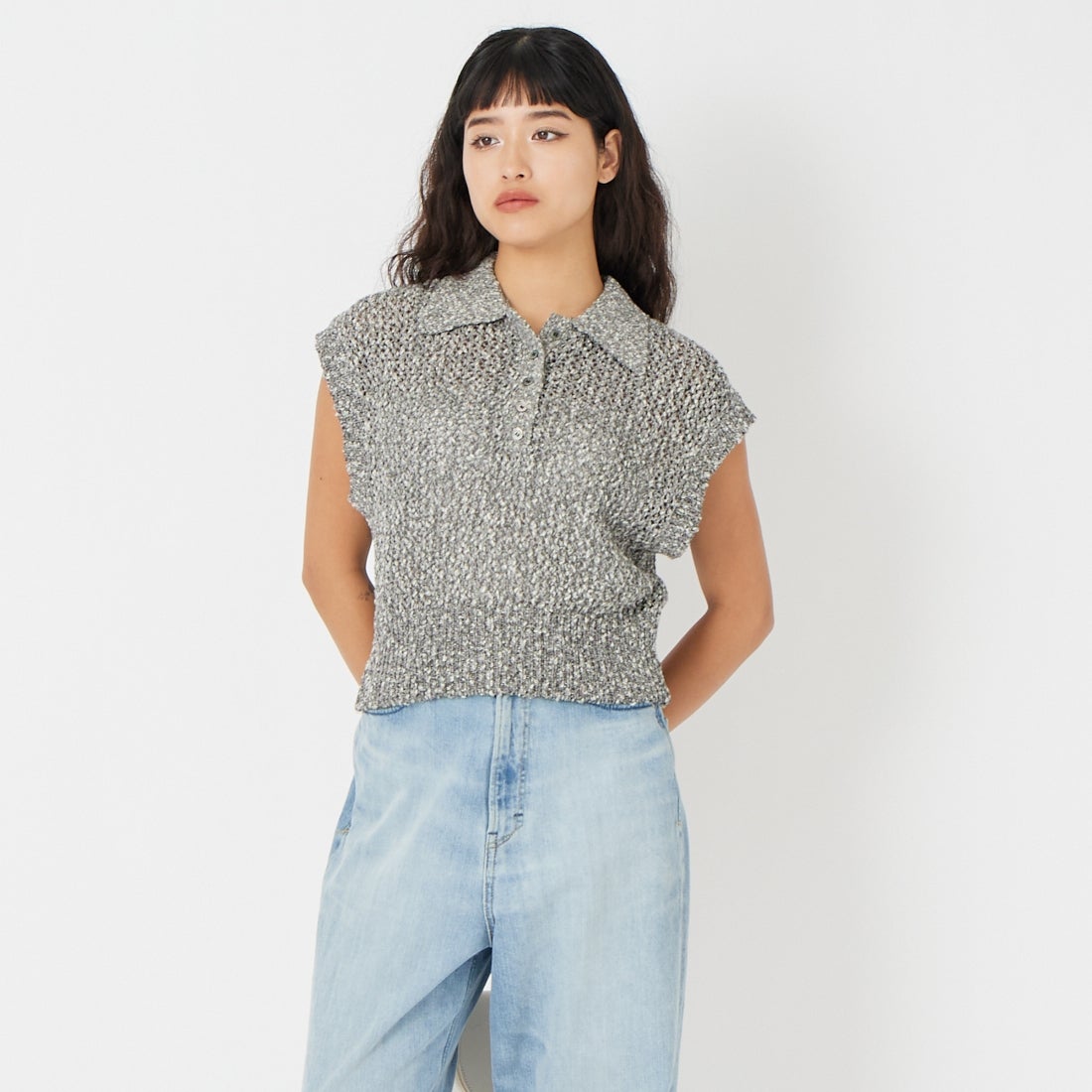 Maison de L'allure [メゾン ドゥ ラリュール] メッシュポロニット [M26311001] 09 BLACK