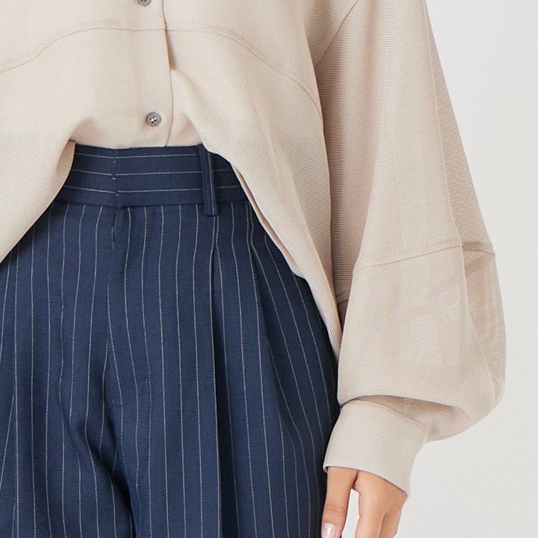 USINE [ユジーヌ] リネンライク2タックワイドパンツ [21267059] 076 ﾈｲﾋﾞｰS