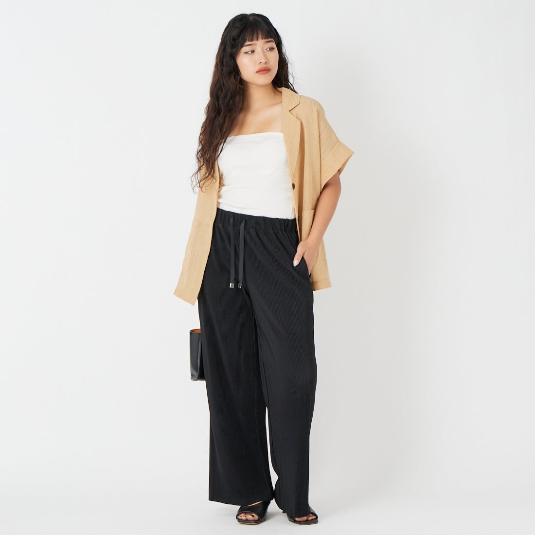 USINE [ユジーヌ] プリーツフレアパンツ [IN27-PT-6] BLACK