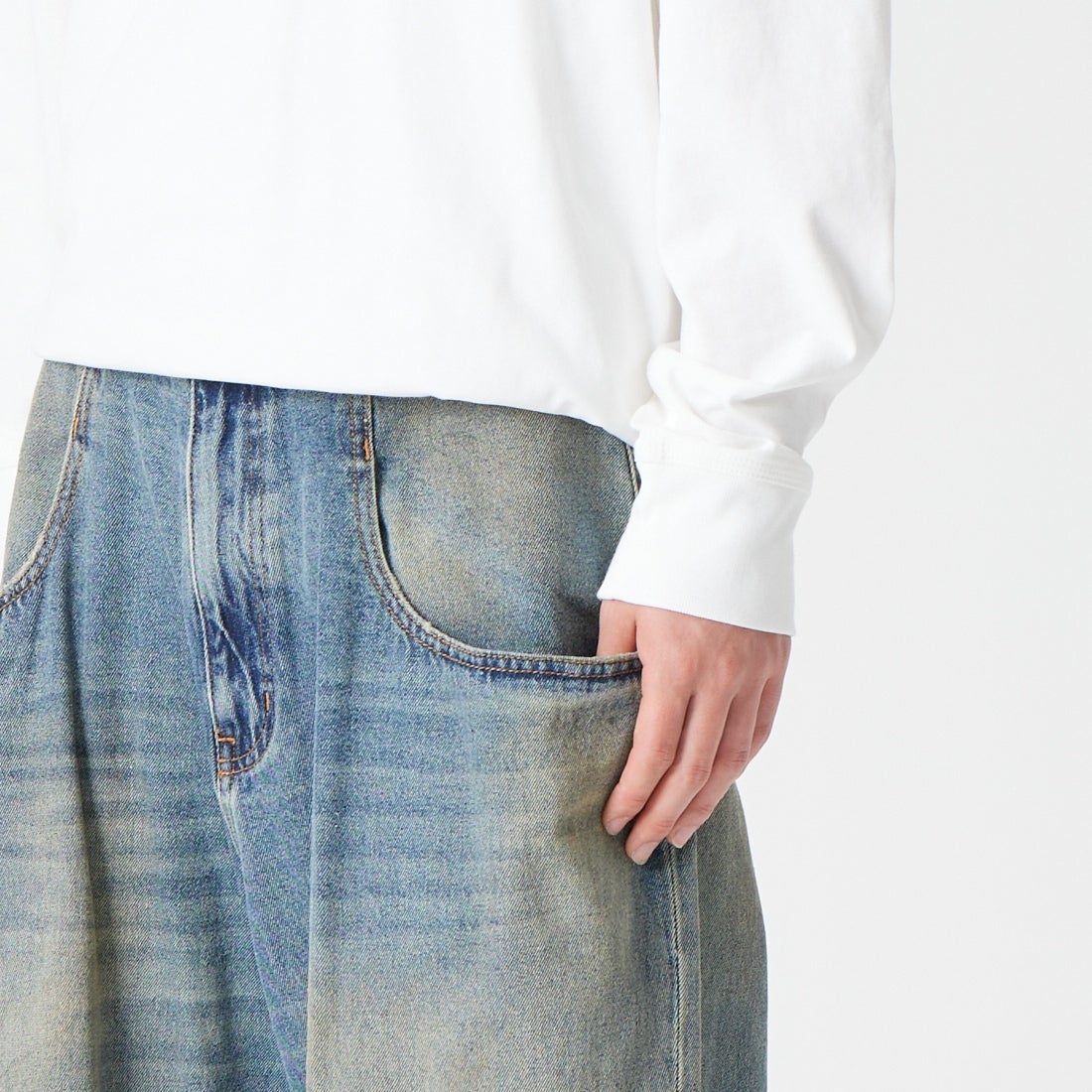 Noir Fabrik [ヌワールファブリック] ビッグポケットバギーパンツ [NF-262-029] USED &&モデル身長：177cm 着用サイズ：L&&