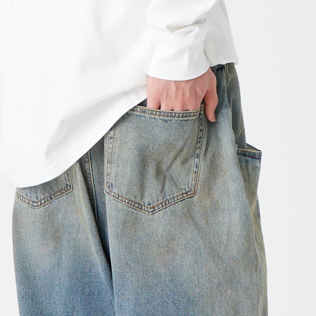 Noir Fabrik [ヌワールファブリック] ビッグポケットバギーパンツ [NF-262-029] USED &&モデル身長：177cm 着用サイズ：L&&