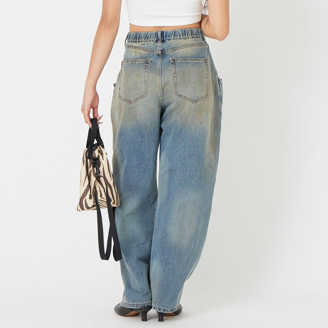 Noir Fabrik [ヌワールファブリック] ビッグポケットバギーパンツ [NF-262-029] USED &&モデル身長：162cm 着用サイズ：WXS&&