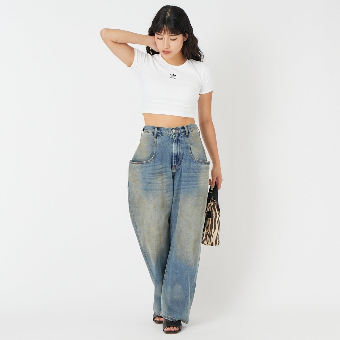 Noir Fabrik [ヌワールファブリック] ビッグポケットバギーパンツ [NF-262-029] USED &&モデル身長：162cm 着用サイズ：WXS&&