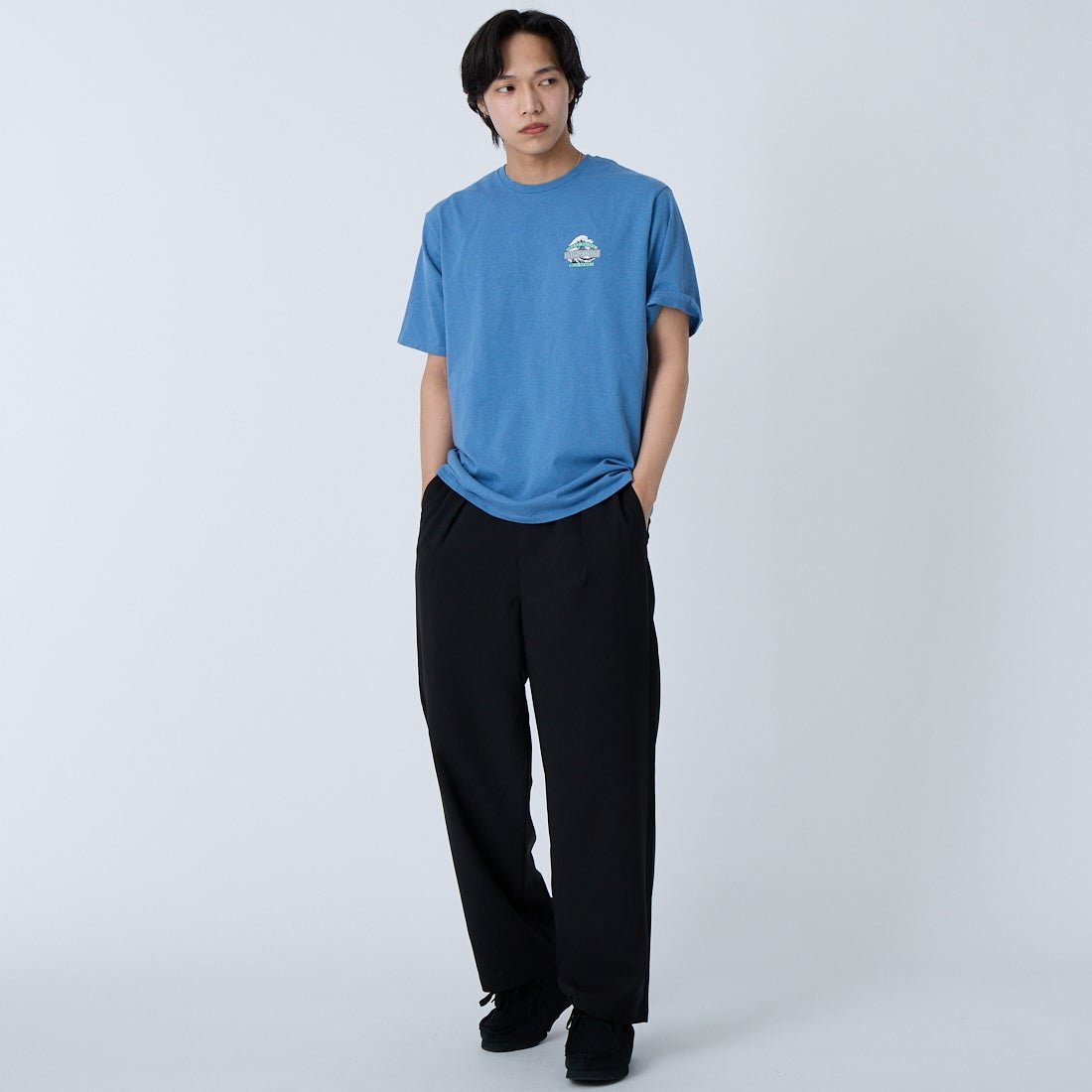 Noir Fabrik [ヌワールファブリック] CDマットウースストレッチバギーイージーパンツ [NF-262-014] 61 BLK &&モデル身長：179cm 着用サイズ：M&&