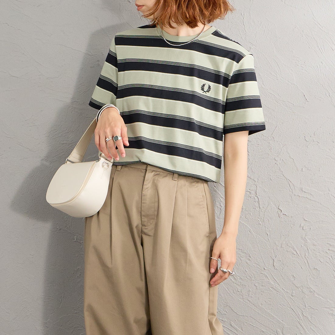 FRED PERRY [フレッドペリー] ファインストライプ ワンポイントロゴ