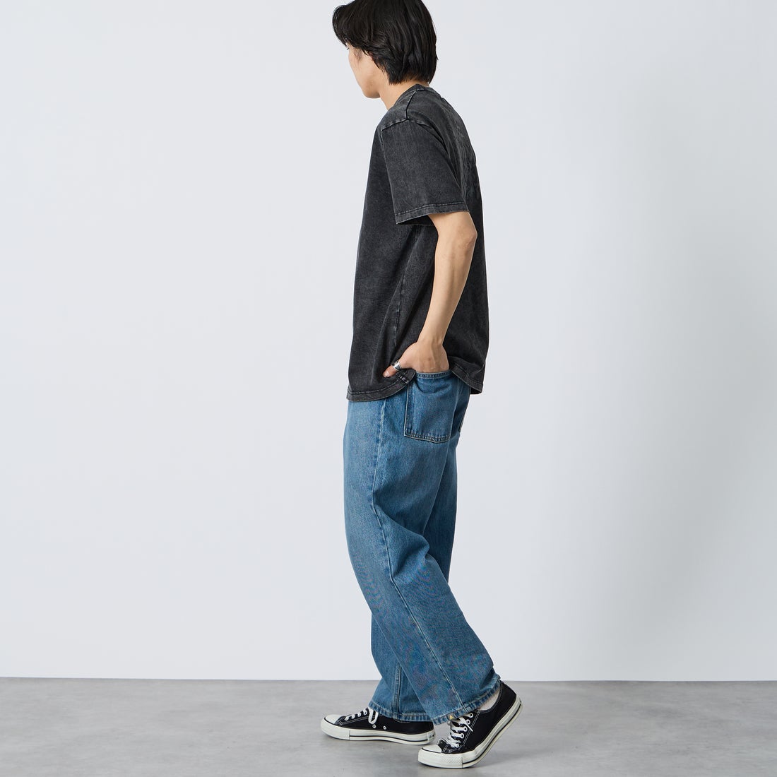 PARIS SAINT-GERMAN [パリ・サンジェルマン] バックプリント ショートスリーブTシャツ [PS0126SS0008] BLACK &&モデル身長：179cm 着用サイズ：XL&&