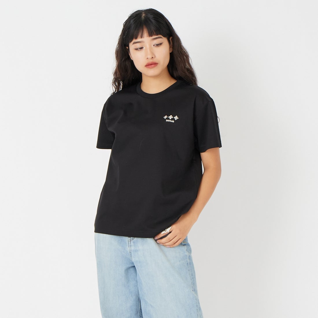 TATRAS [タトラス] GISELLA/ジゼラ ショートスリーブTシャツ [LCKZ0750083588] BLACK &&モデル身長：162cm 着用サイズ：1&&