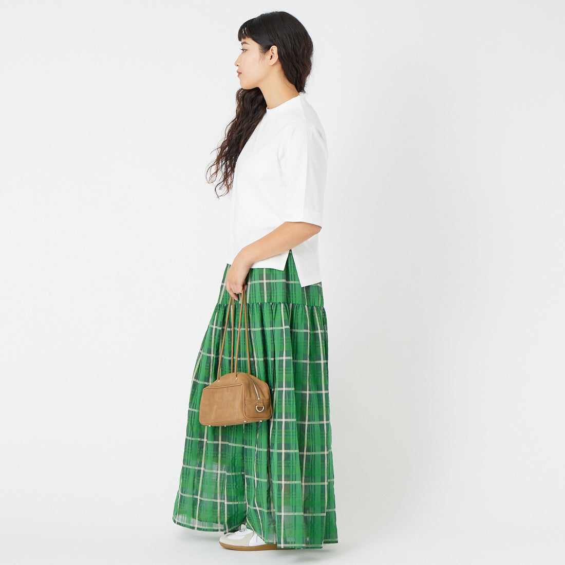 Kelen [ケレン] ハーフスリーブトップス HARP [LKL26HCS2025] OFFWHITE &&モデル身長：162cm 着用サイズ：F&&