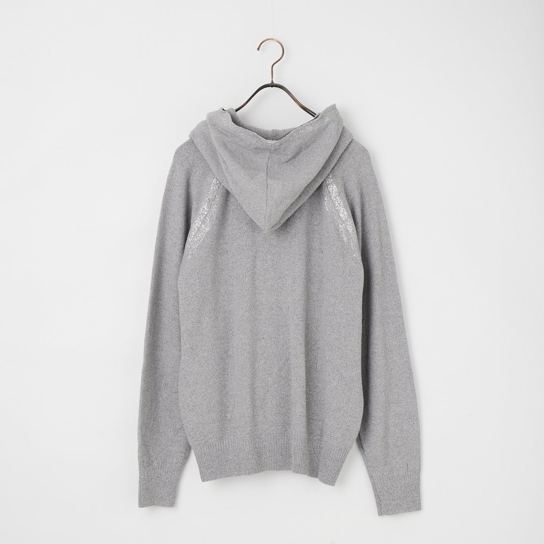 1PIU1UGUALE3 RELAX [ウノ ピゥ ウノ ウグァーレ トレ] グリッターラインニットジップアップフーディー [USK-26009] SN80 GRAY