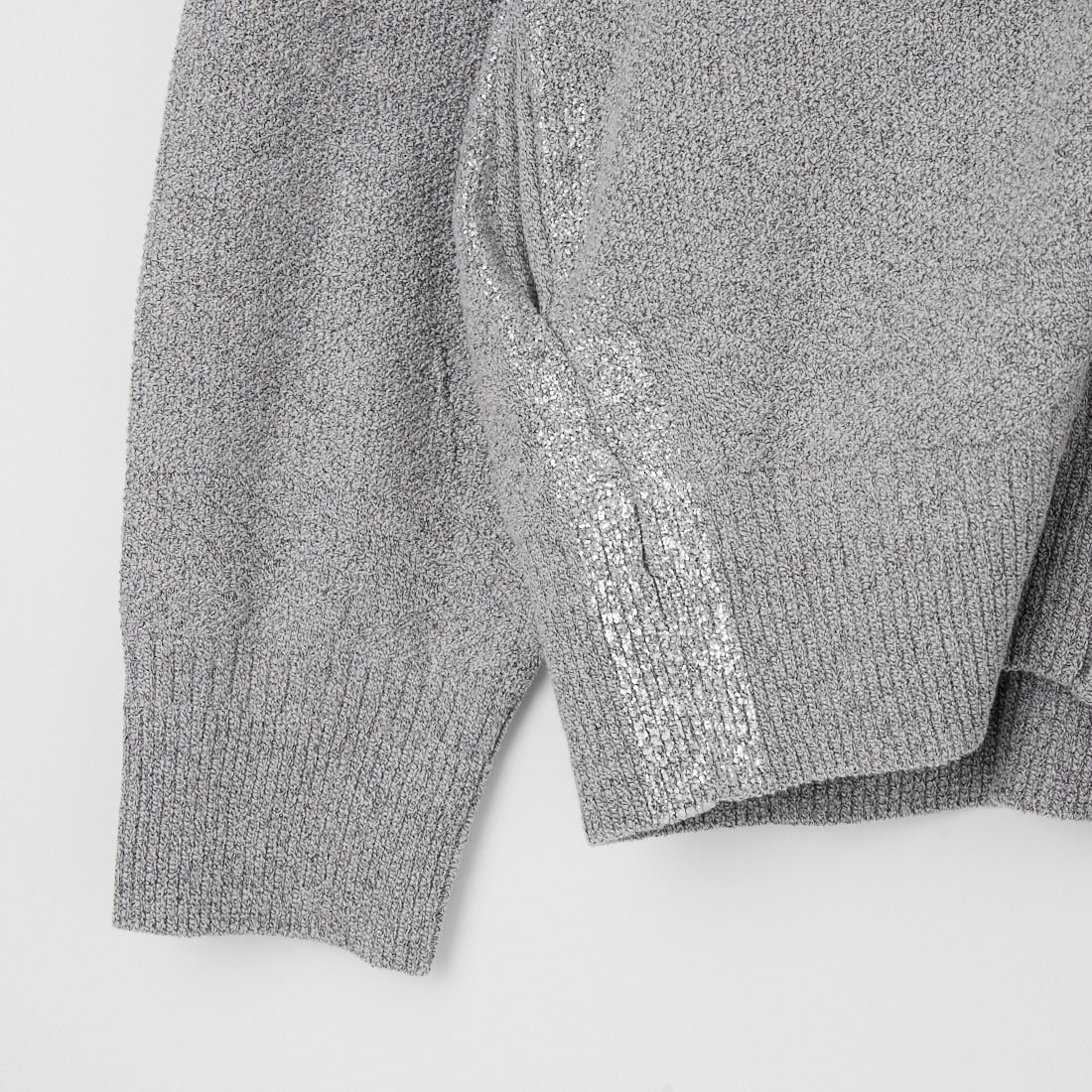 1PIU1UGUALE3 RELAX [ウノ ピゥ ウノ ウグァーレ トレ] グリッターラインニットジップアップフーディー [USK-26009] SN80 GRAY