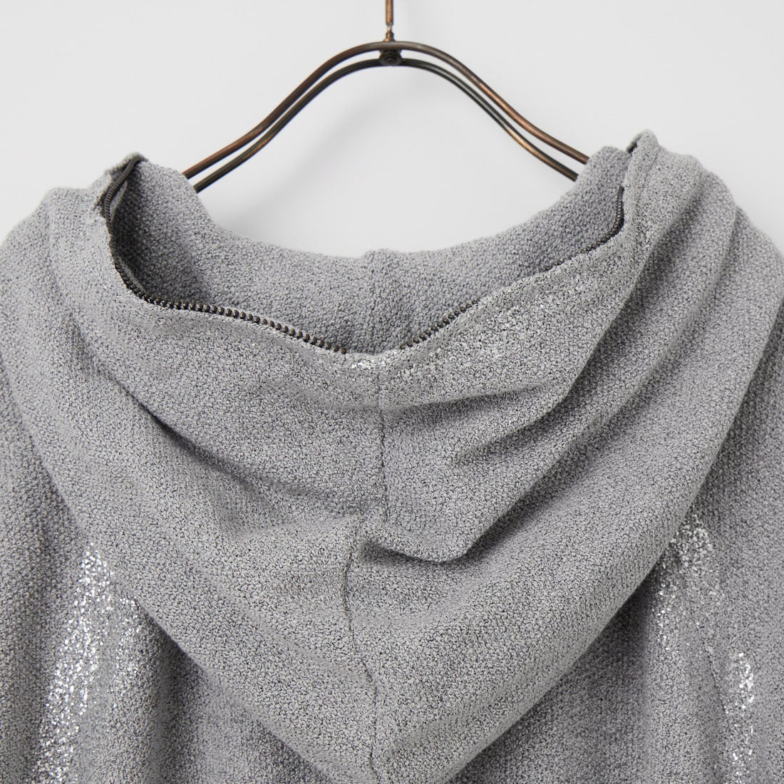 1PIU1UGUALE3 RELAX [ウノ ピゥ ウノ ウグァーレ トレ] グリッターラインニットジップアップフーディー [USK-26009] SN80 GRAY